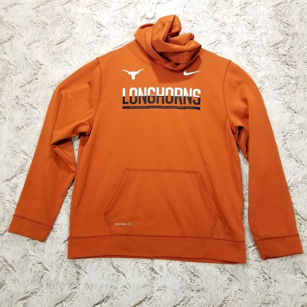 Nike Therma-Fit Hoodie Sweatshirt Womens XL Orange Fleece Pullover Long sleeve